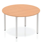 Impulse 1200mm Circle Table Oak Top Silver Box Frame Leg BF00198 DD